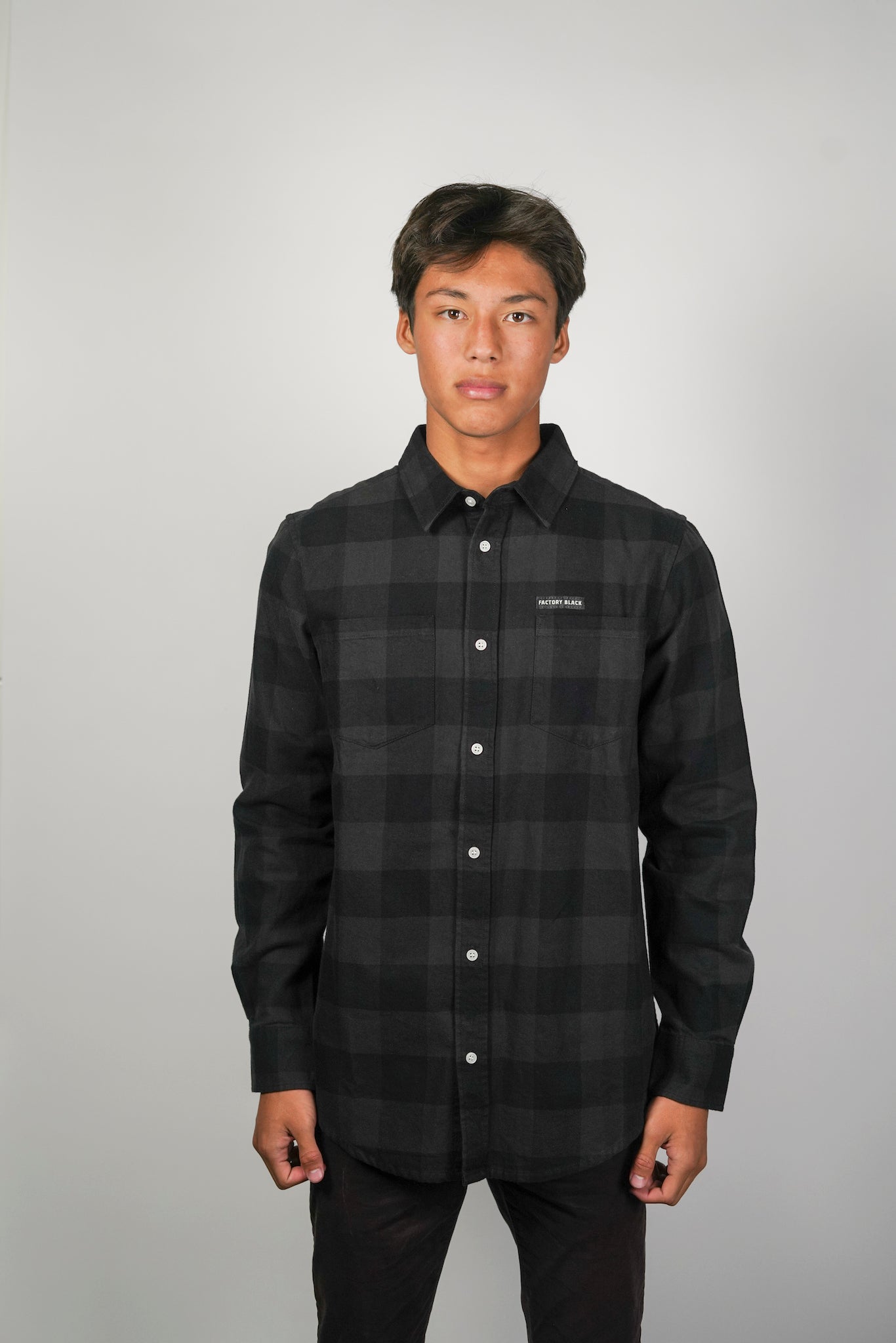 DETROIT Grey and Black Checked Flannel Shirt