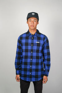 DETROIT Royal and Black Checked Flannel Shirt