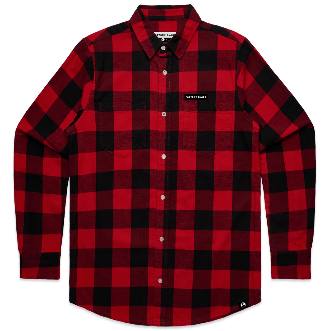 DETROIT Red and Black Checkered Flannel Shirt