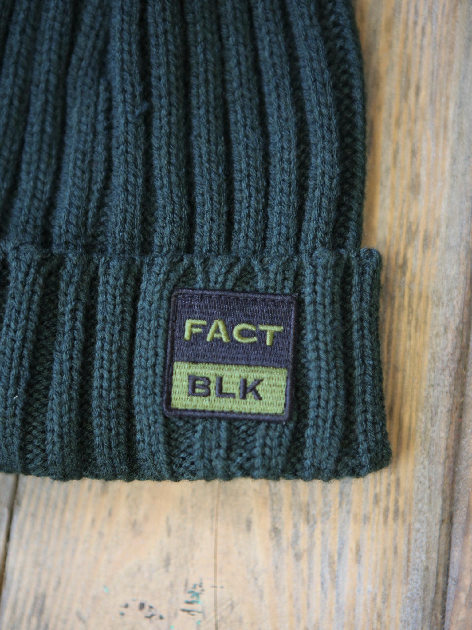 Factory Black Cable Knit Beanie - Pine