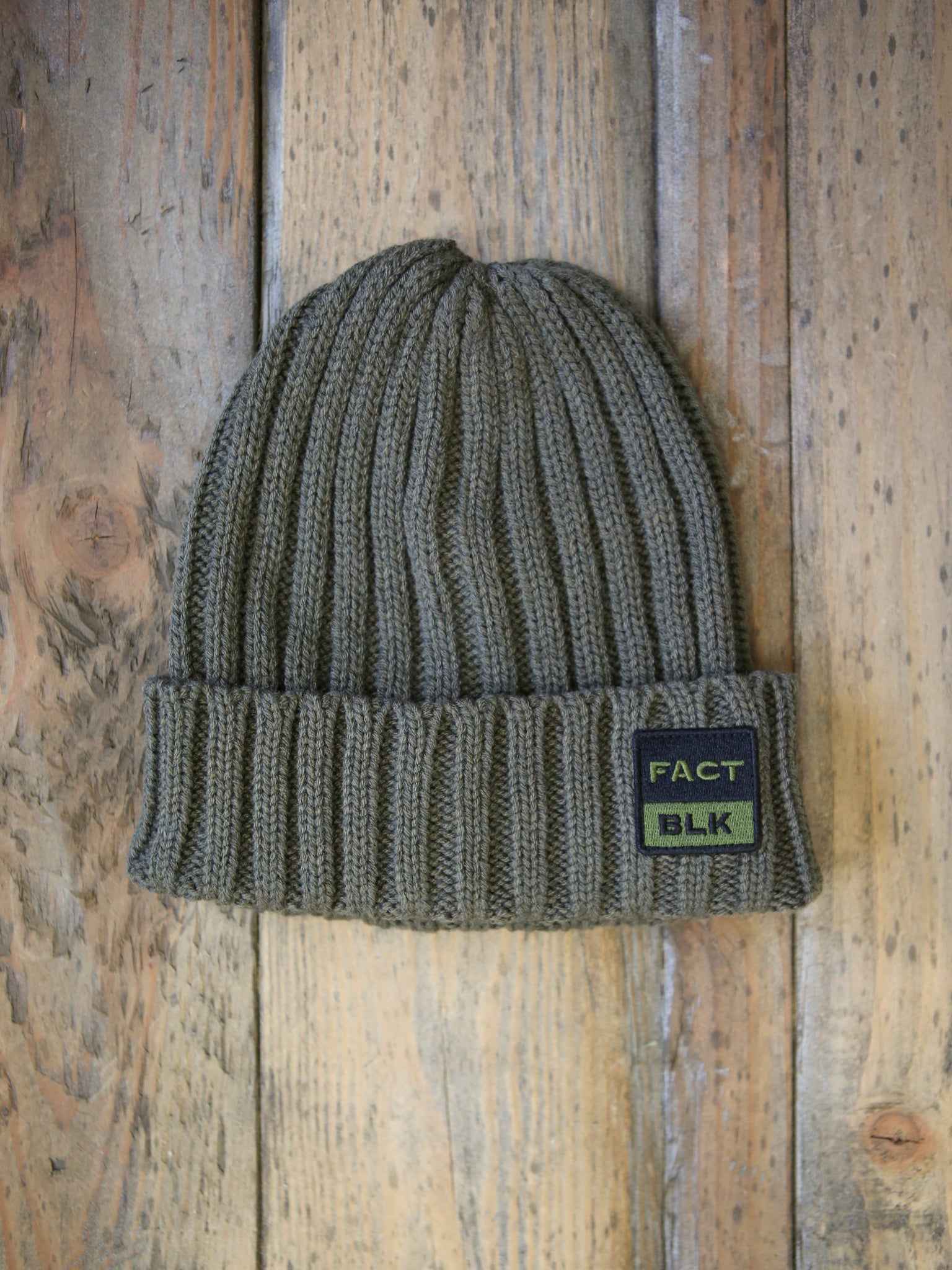Factory Black Cable Knit Beanie- Army