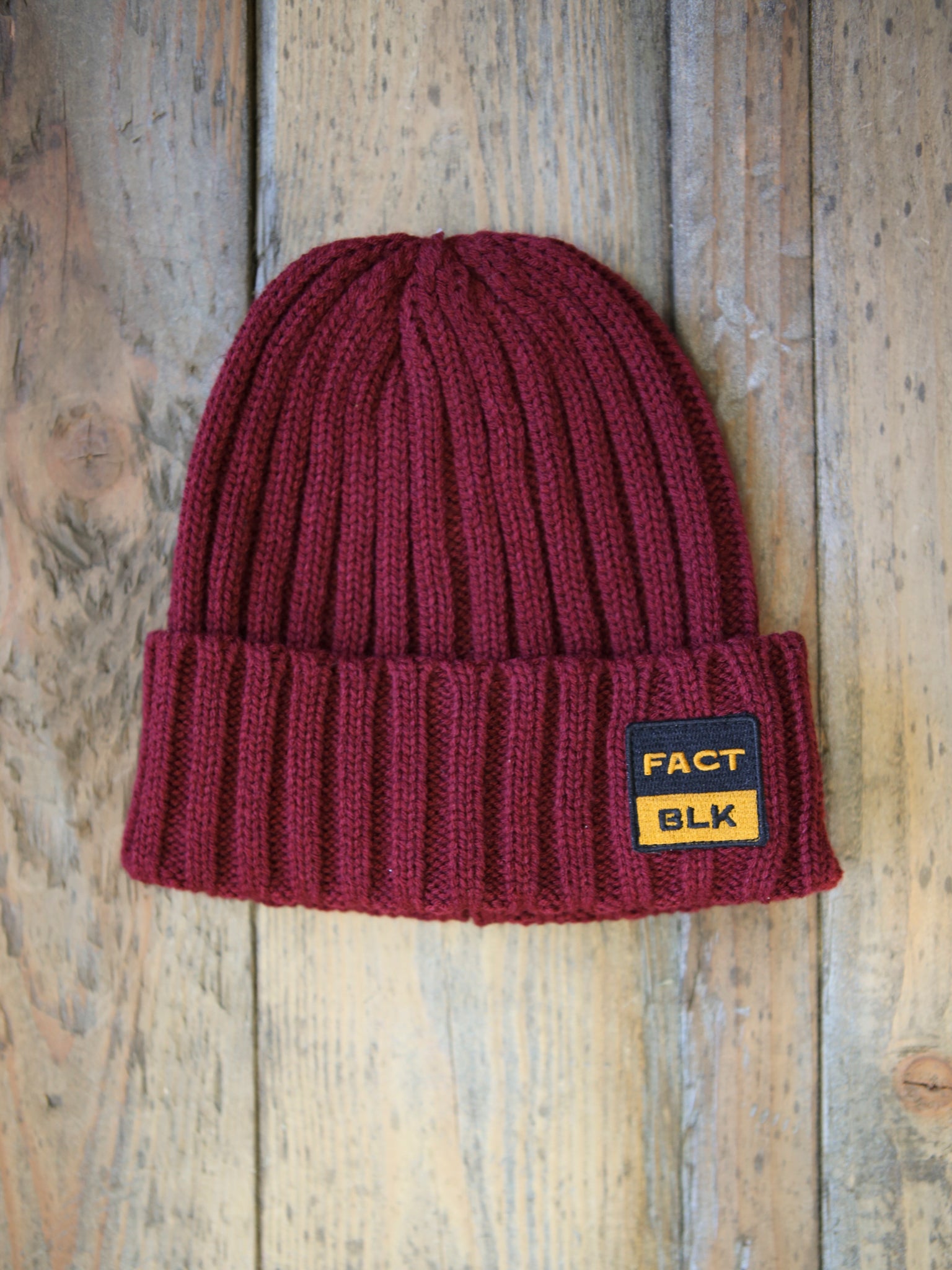 Factory Black Cable Knit Beanie - Burgandy