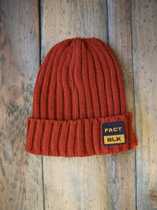 Factory Black Cable Knit Beanie - Rust